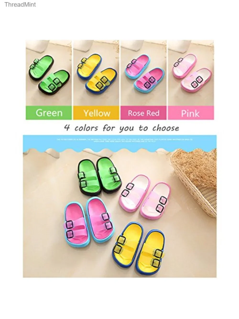 Kids Toddler Summer Slide Sandals Non-Slip Adjustable Buckle Water Shoes